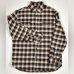 JACH’S Men’s Brawny Heavy Flannel Shirt Button Long Sleeve Gray Plaid Size Large